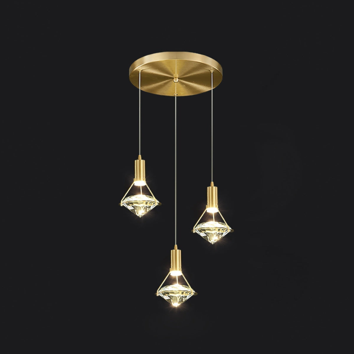 Cira lampa wisząca z miedzi i kryształu elegancka