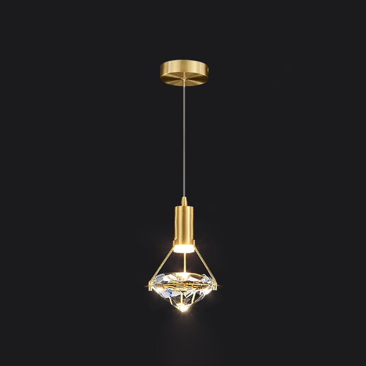 Cira lampa wisząca z miedzi i kryształu elegancka