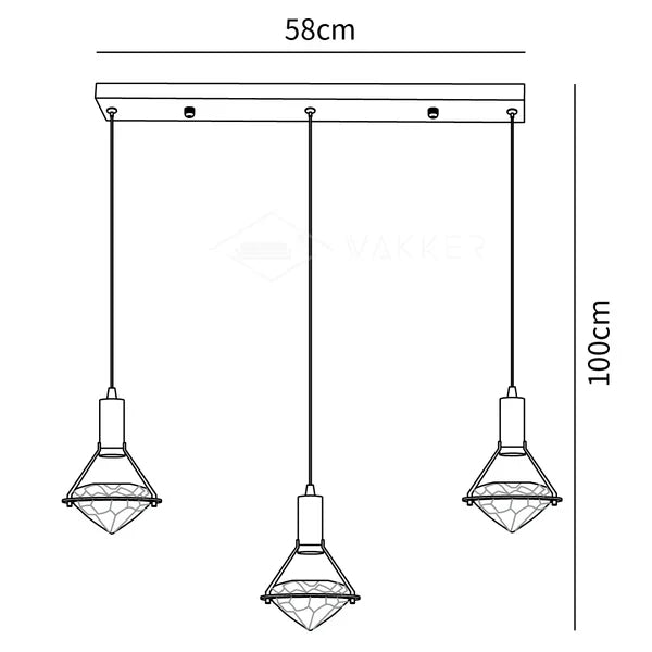 Cira lampa wisząca z miedzi i kryształu elegancka