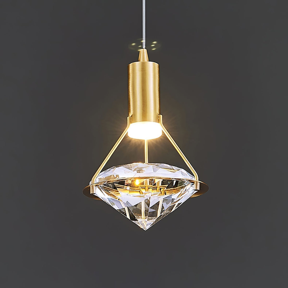 Cira lampa wisząca z miedzi i kryształu elegancka