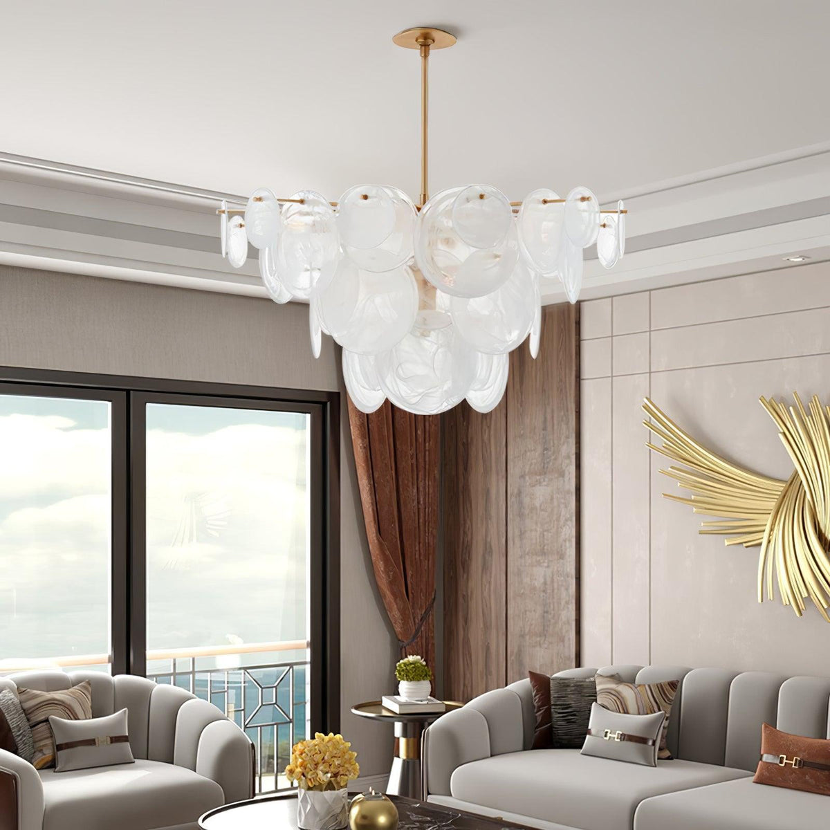 Ael żyrandol ze szkła w stylu postmodern luxury Discs