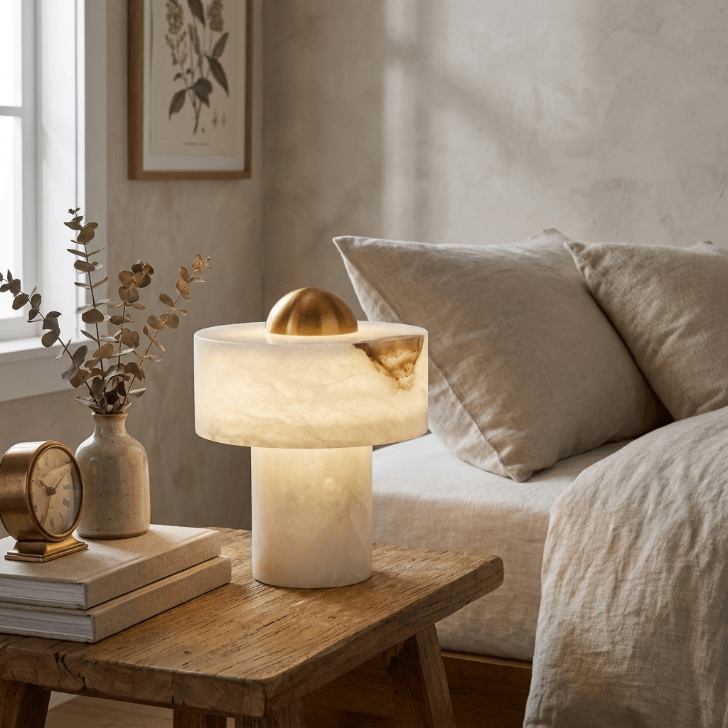 Avenisise lampa stołowa z alabastrem