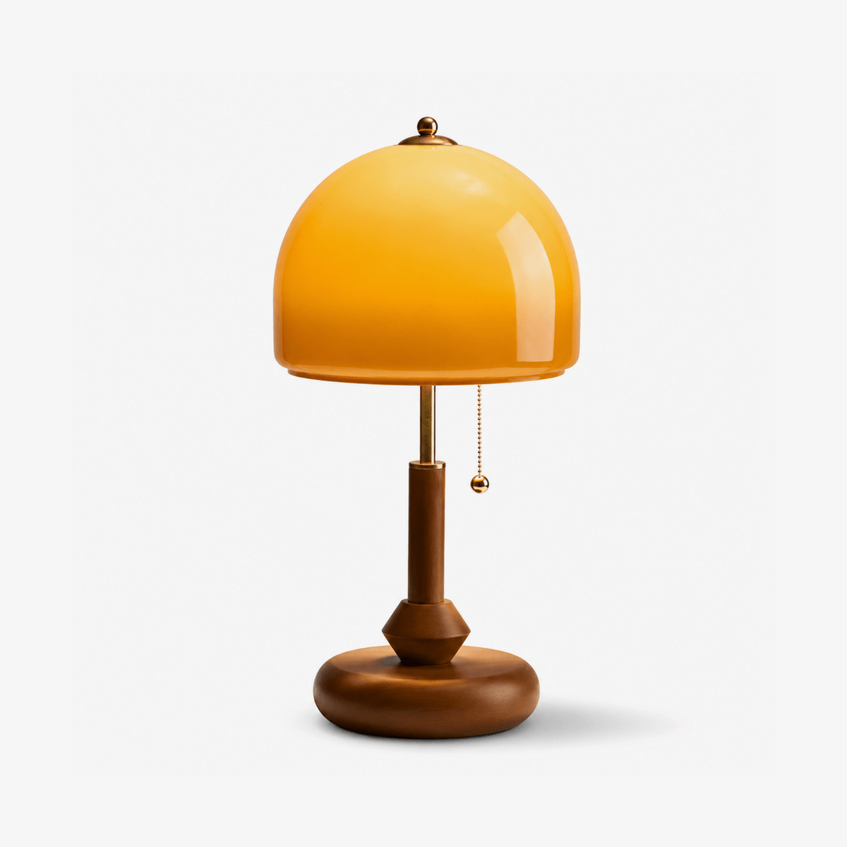 Lampa stołowa z drewna w kolorze orzechowym
