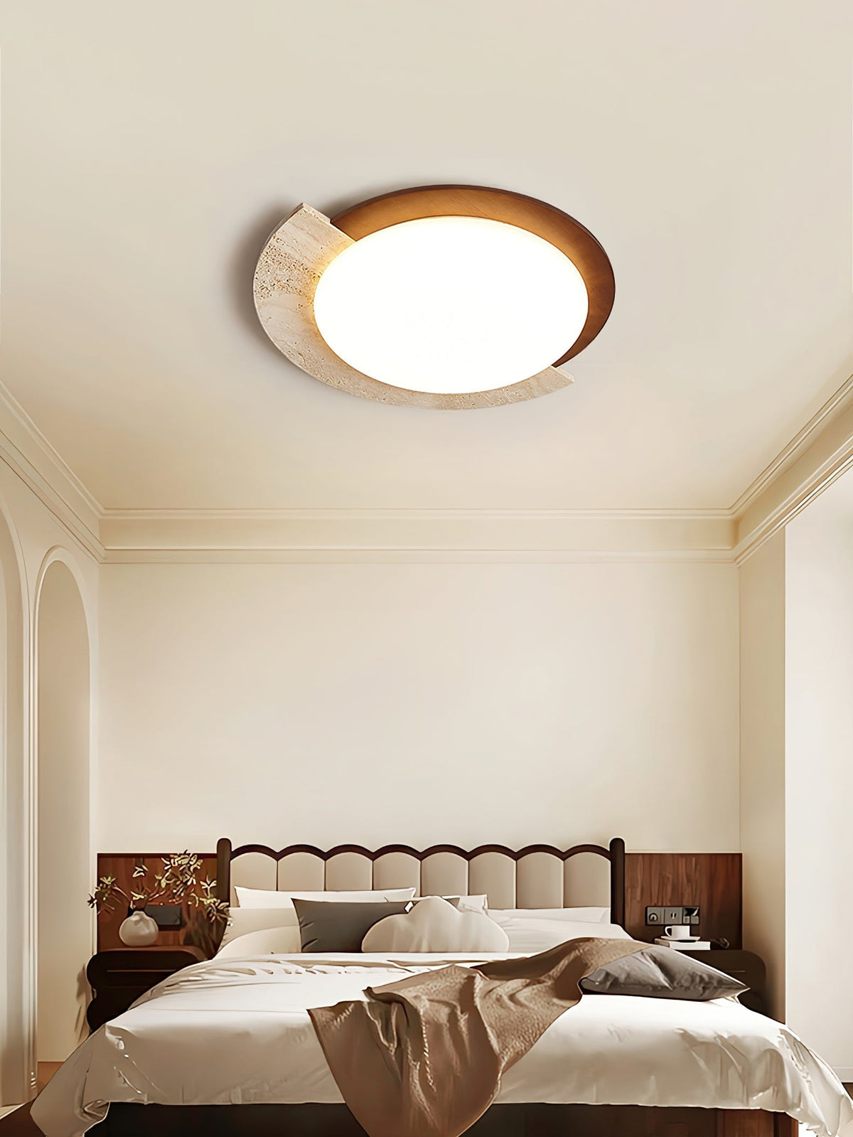 Noraaine Arc-Rim Travertine lampa sufitowa