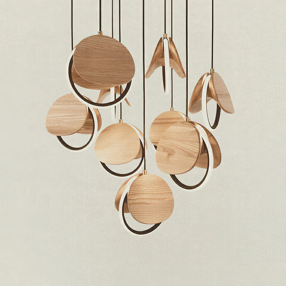 Avvelen geometryczna lampa wisząca z drewna
