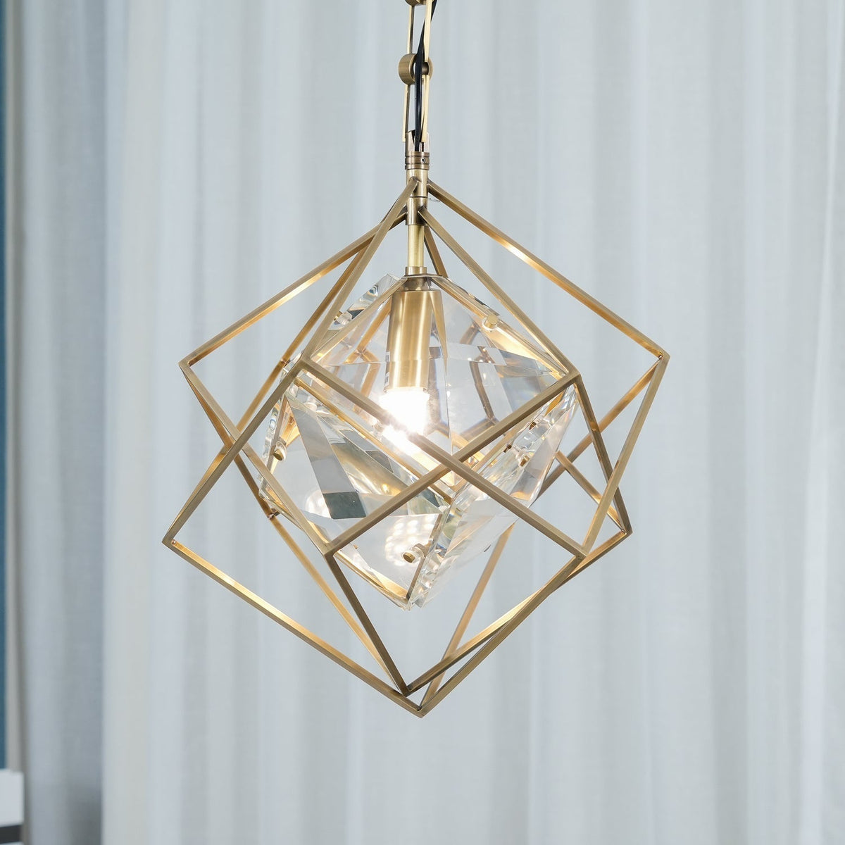 Zovin lampa wisząca miedziana i kryształowa Glam