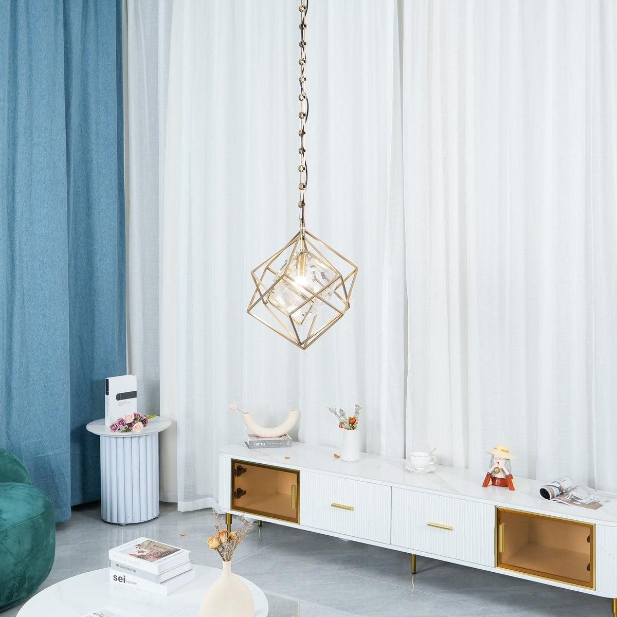 Zovin lampa wisząca miedziana i kryształowa Glam