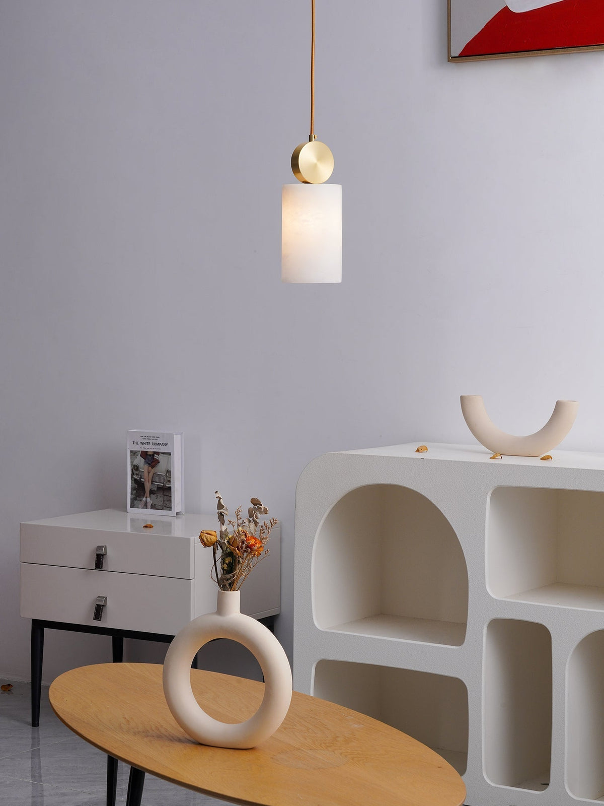 Salen lampa wisząca z alabastrem i miedzią