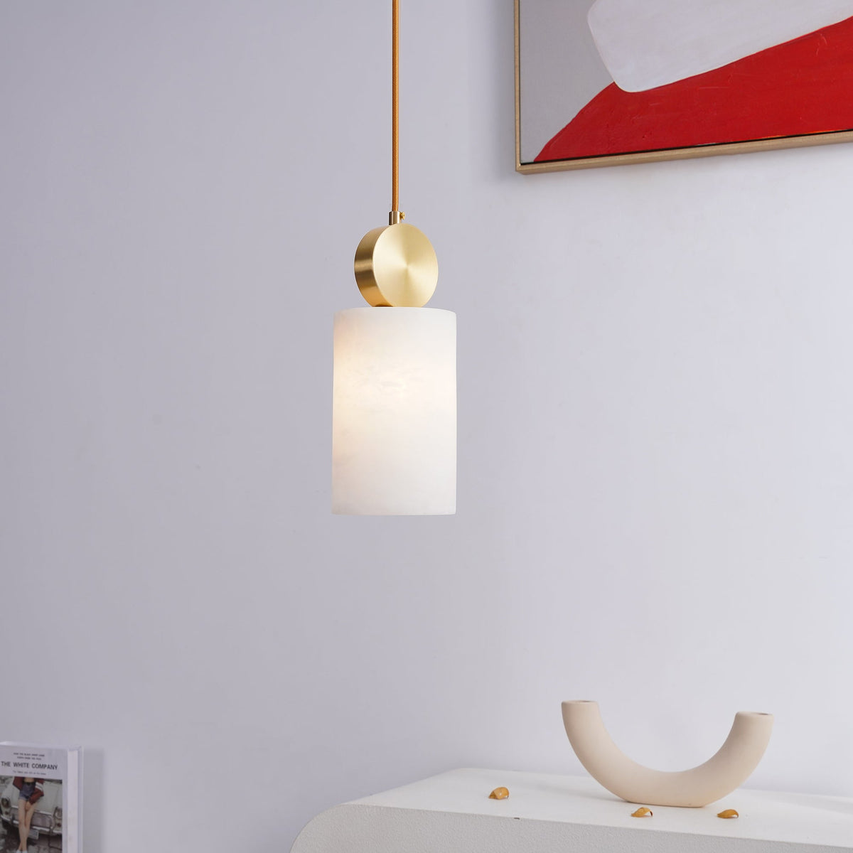 Salen lampa wisząca z alabastrem i miedzią