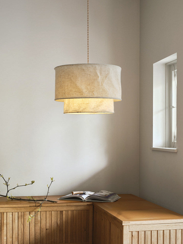 Merrinford Lampa wisząca z lnianym kloszem bębnowym