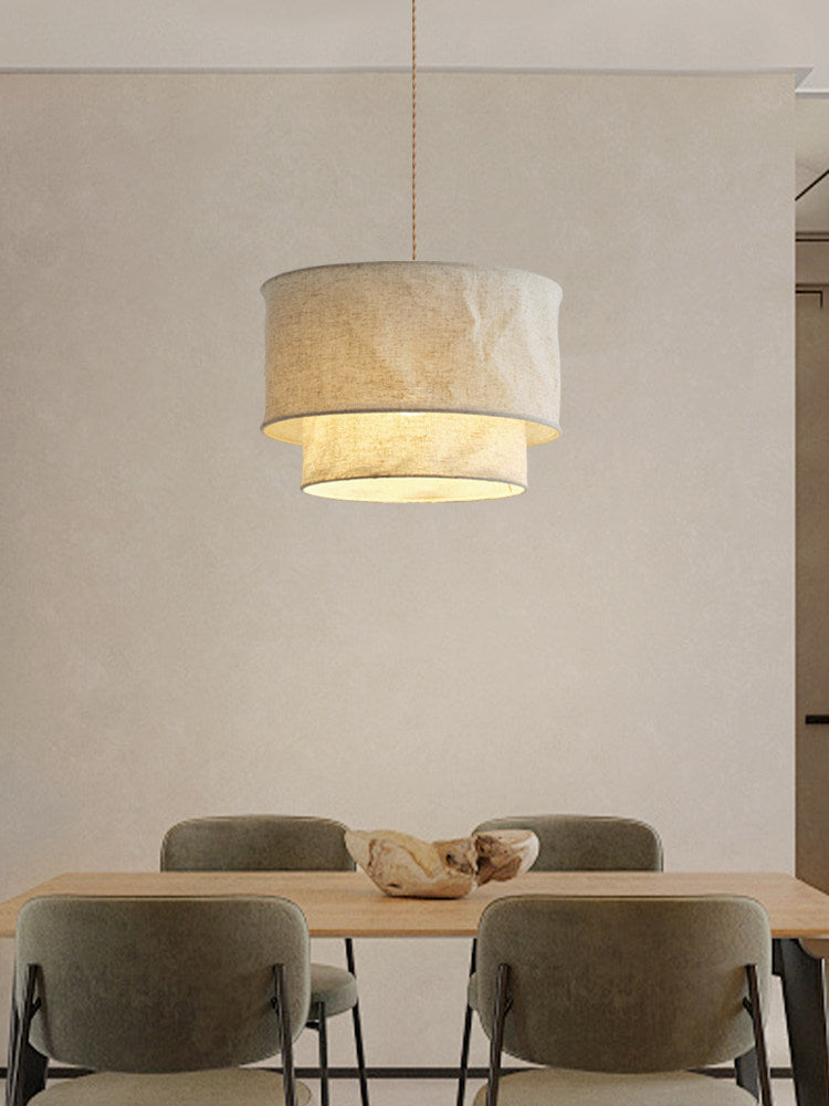 Merrinford Lampa wisząca z lnianym kloszem bębnowym