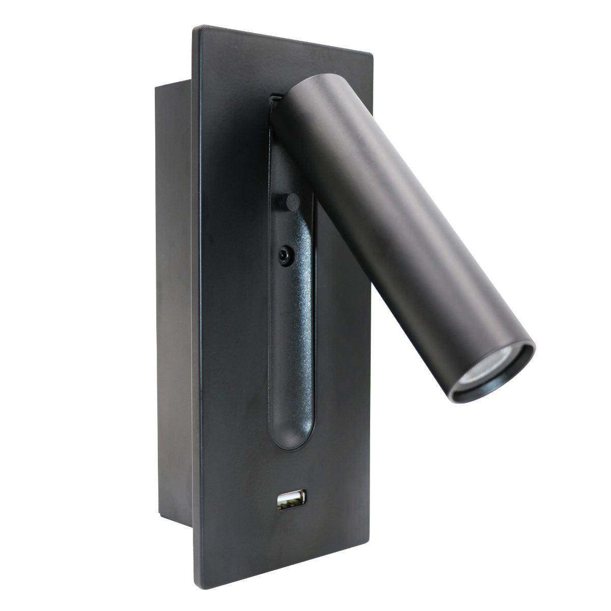 Sothis nowoczesny minimalistyczny kinkiet USB do łóżka czarny