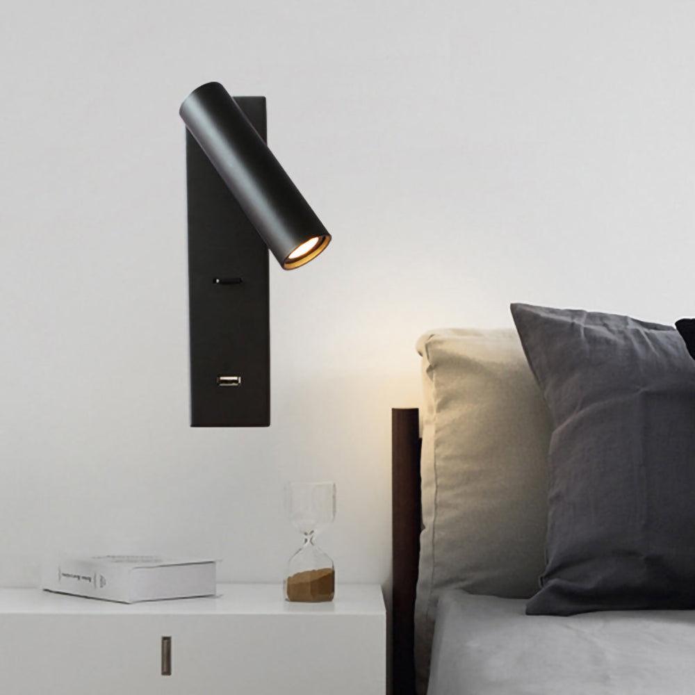 Sothis nowoczesny minimalistyczny kinkiet USB do łóżka czarny