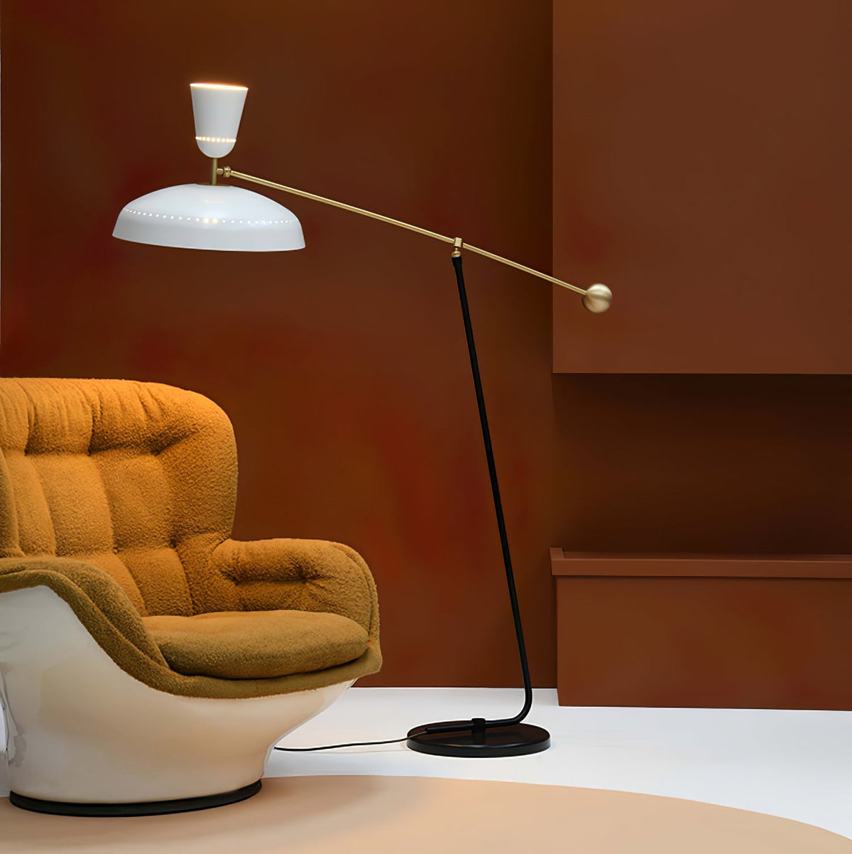 Celeste minimalistyczna lampa stojąca z miedzi