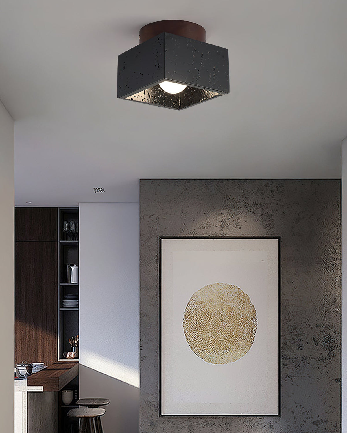 Lampa sufitowa Ritta  beż & drewno orzechowe