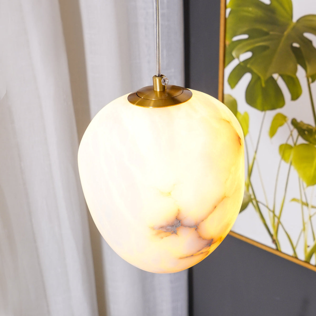 Ralen lampa wisząca Alabaster Miedź Elegancja