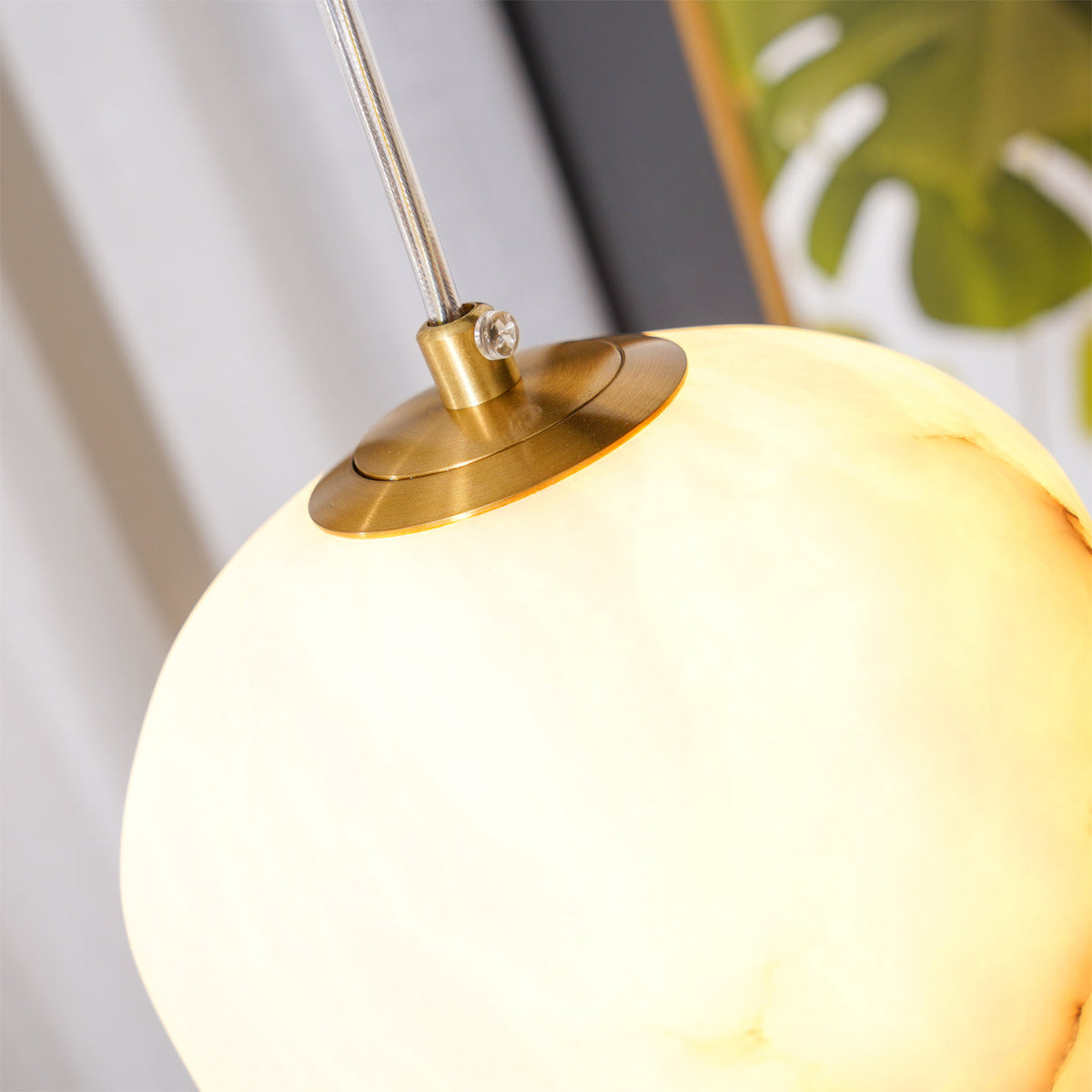 Ralen lampa wisząca Alabaster Miedź Elegancja