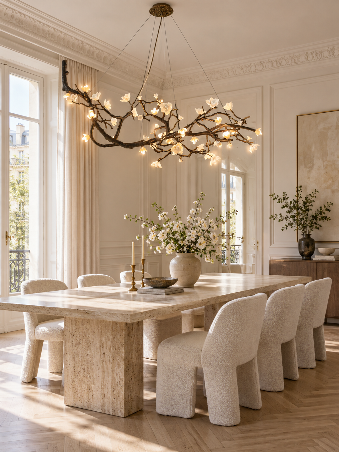 Keldenford Żyrandol Z Gałęzią I Porcelanowymi Kwiatami