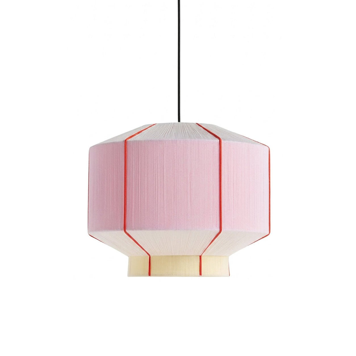Lampa wisząca w kształcie latarni z ręcznie nawijanego płótna