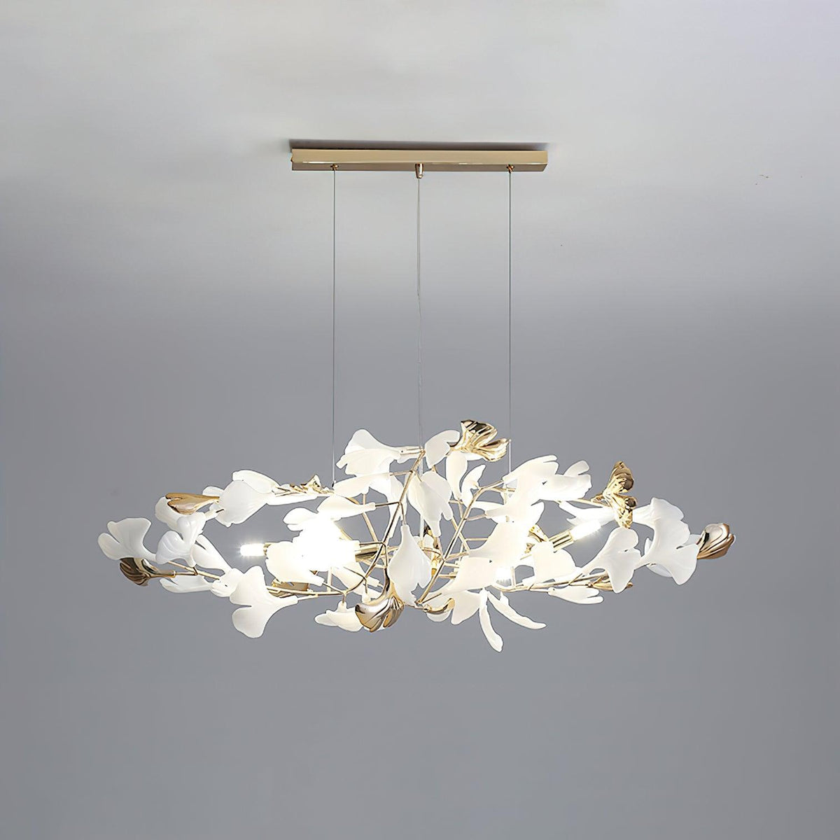 Quiven żyrandol Gingko Leaf ceramiczny złoty elegancki