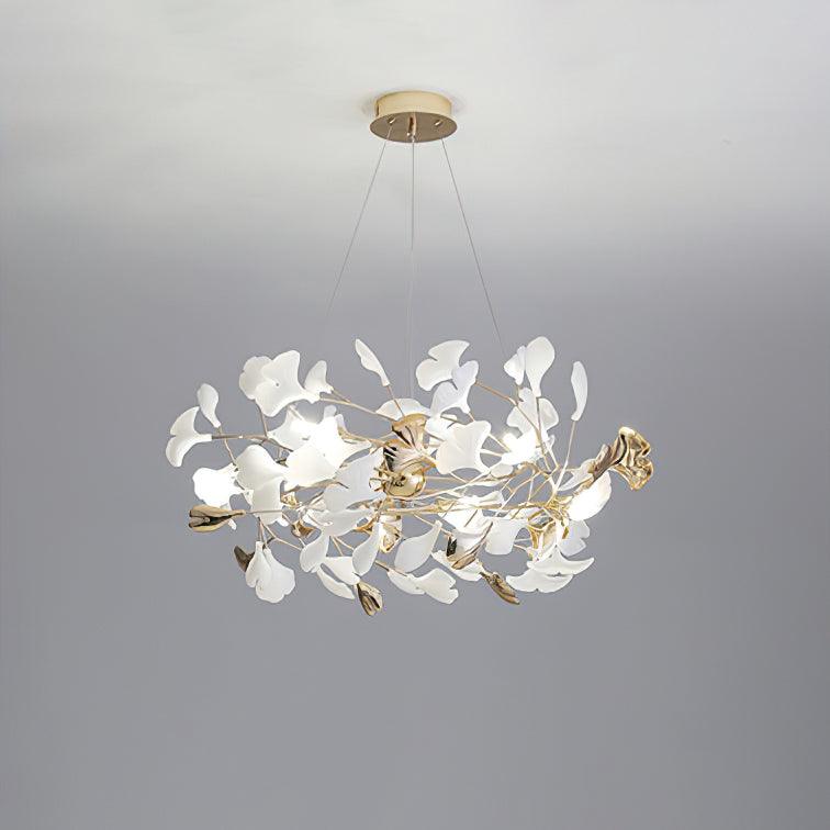 Quiven żyrandol Gingko Leaf ceramiczny złoty elegancki