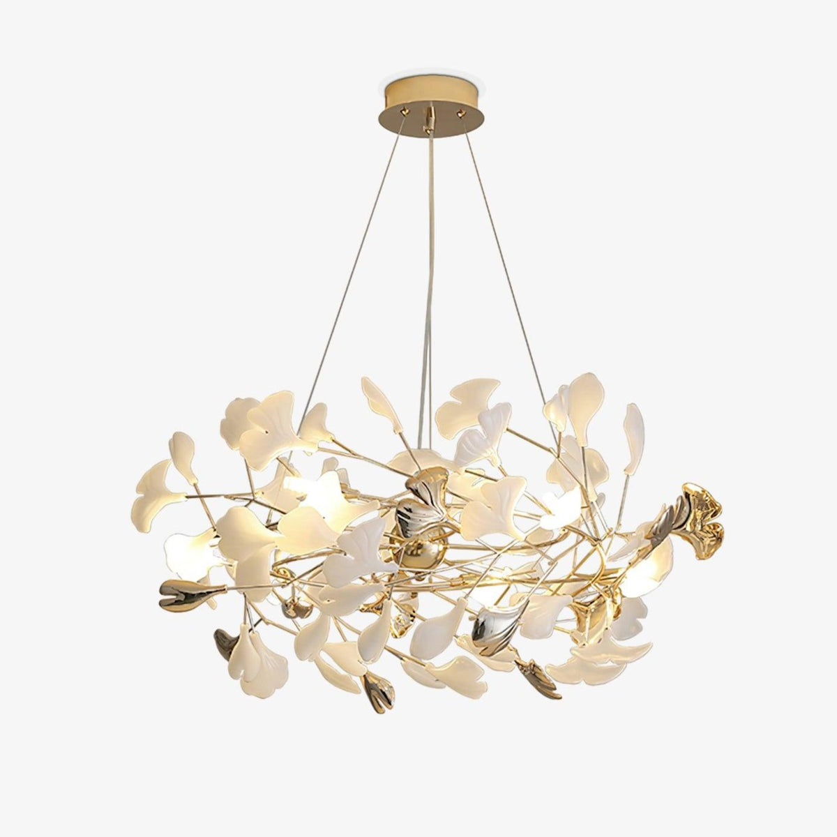 Quiven żyrandol Gingko Leaf ceramiczny złoty elegancki