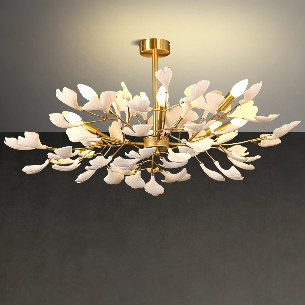 Nale żyrandol z miedzi ceramiczne liście ginkgo