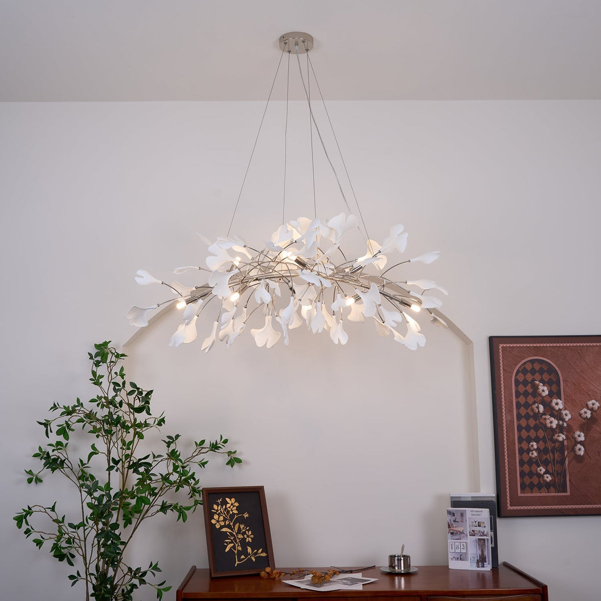 Oriiselle żyrandol ceramiczny Gingko Petal Gold