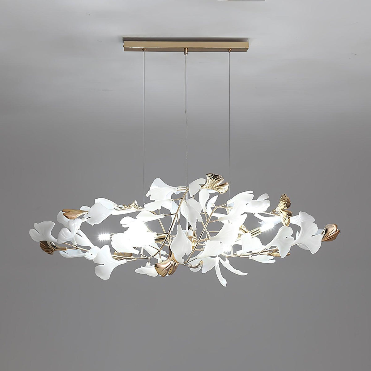 Quiven żyrandol Gingko Leaf ceramiczny złoty elegancki