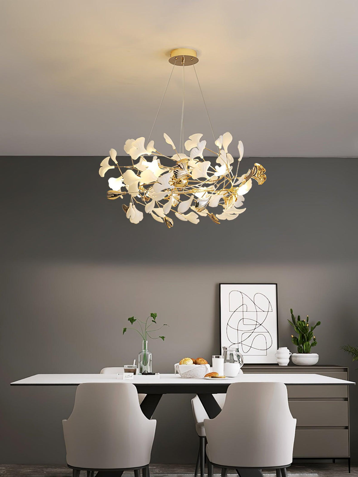 Quiven żyrandol Gingko Leaf ceramiczny złoty elegancki