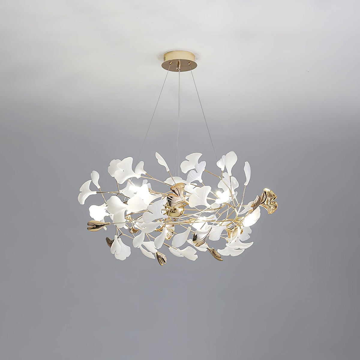 Quiven żyrandol Gingko Leaf ceramiczny złoty elegancki