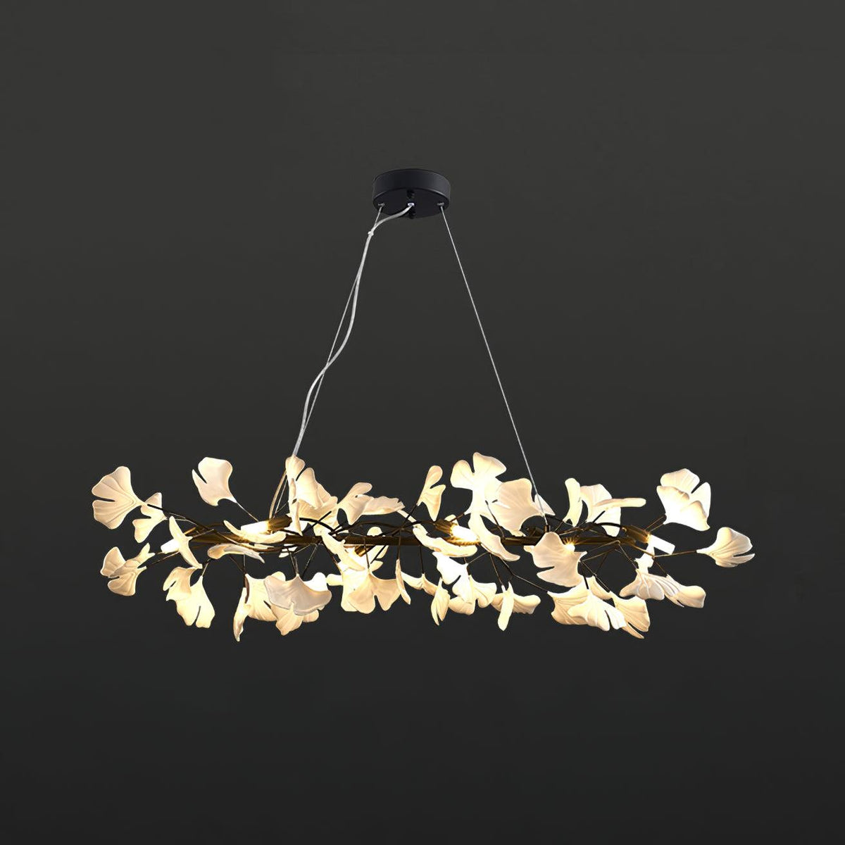 Rirove żyrandol Gingko z ceramiką Petals Gold