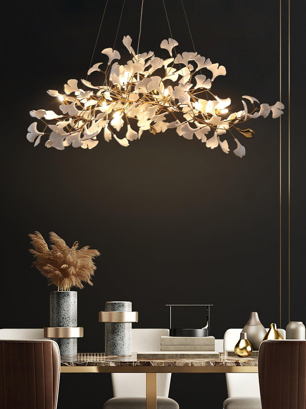 Oriiselle żyrandol ceramiczny Gingko Petal Gold