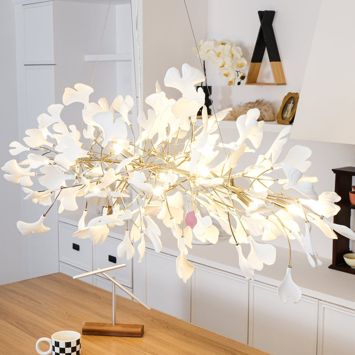 Oriiselle żyrandol ceramiczny Gingko Petal Gold