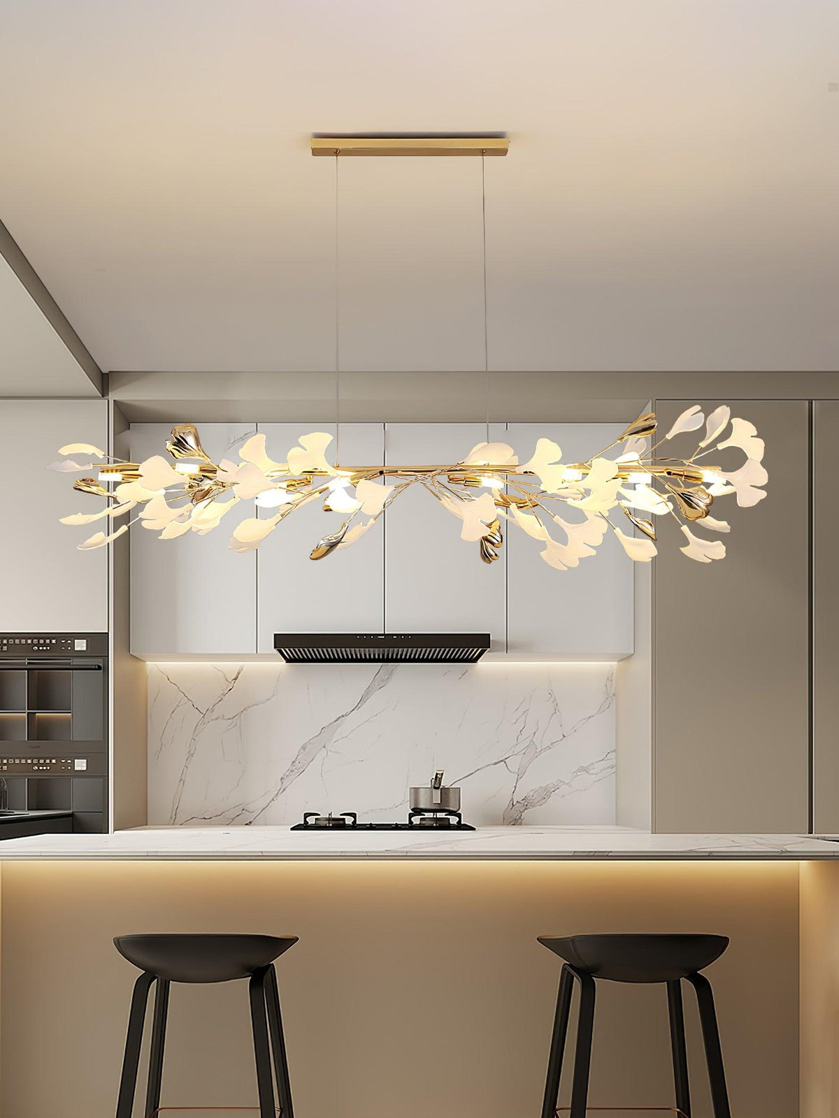 Vixu żyrandol w stylu postmodern luxury z ceramiką i liśćmi ginkgo