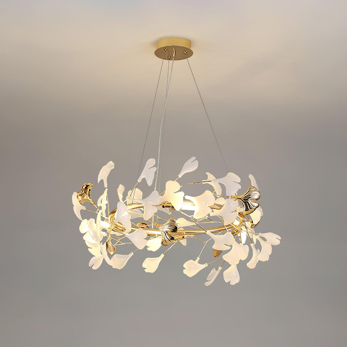 Vixu żyrandol w stylu postmodern luxury z ceramiką i liśćmi ginkgo