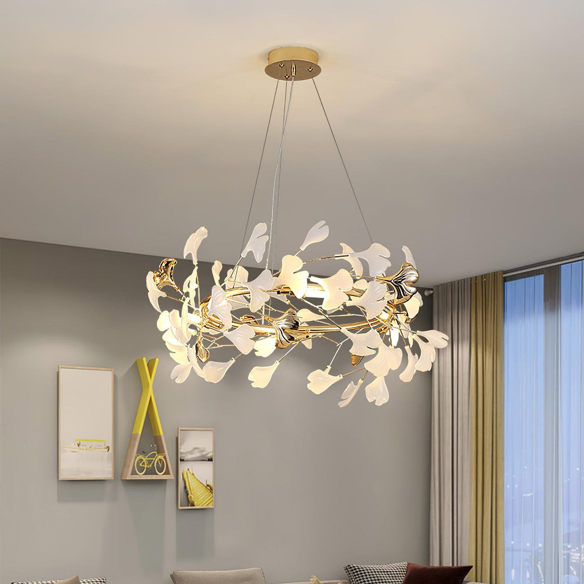 Vixu żyrandol w stylu postmodern luxury z ceramiką i liśćmi ginkgo