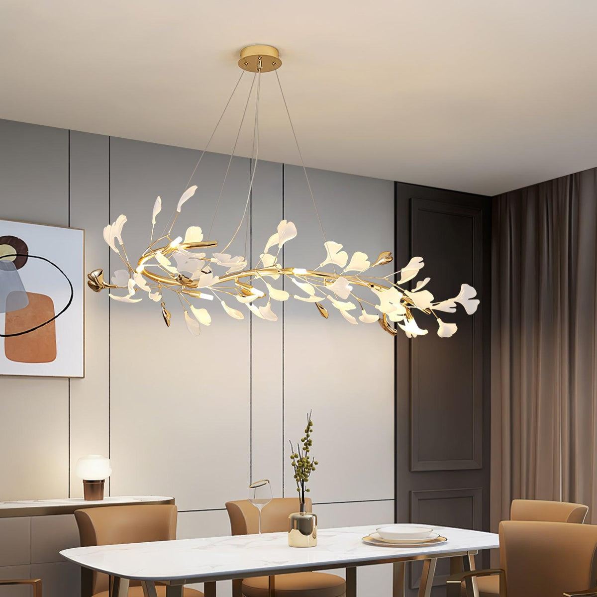 Vixu żyrandol w stylu postmodern luxury z ceramiką i liśćmi ginkgo