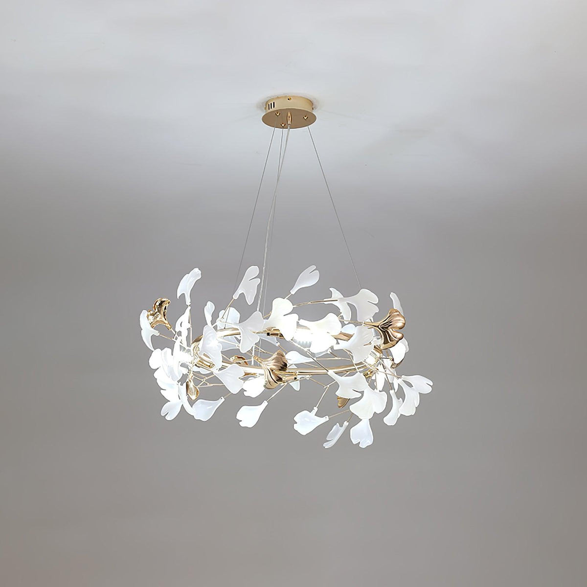 Vixu żyrandol w stylu postmodern luxury z ceramiką i liśćmi ginkgo