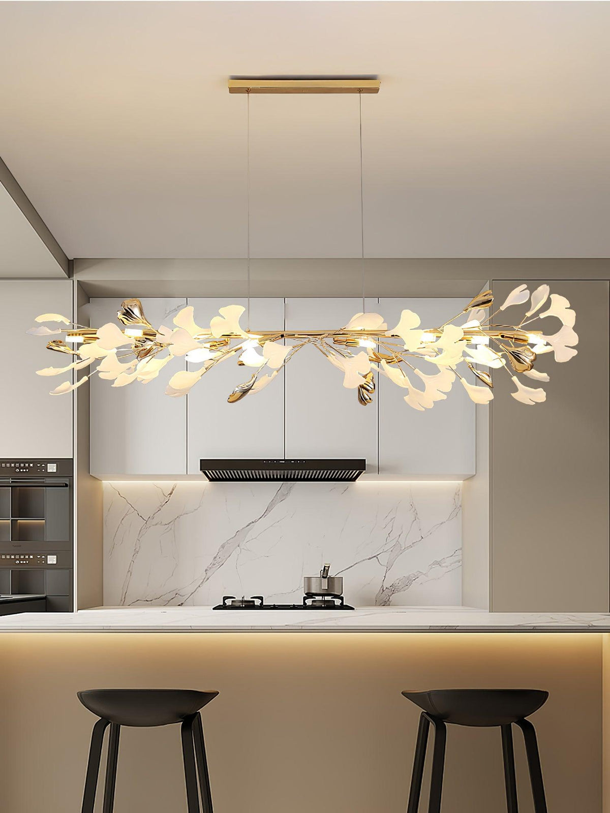 Vixu żyrandol w stylu postmodern luxury z ceramiką i liśćmi ginkgo