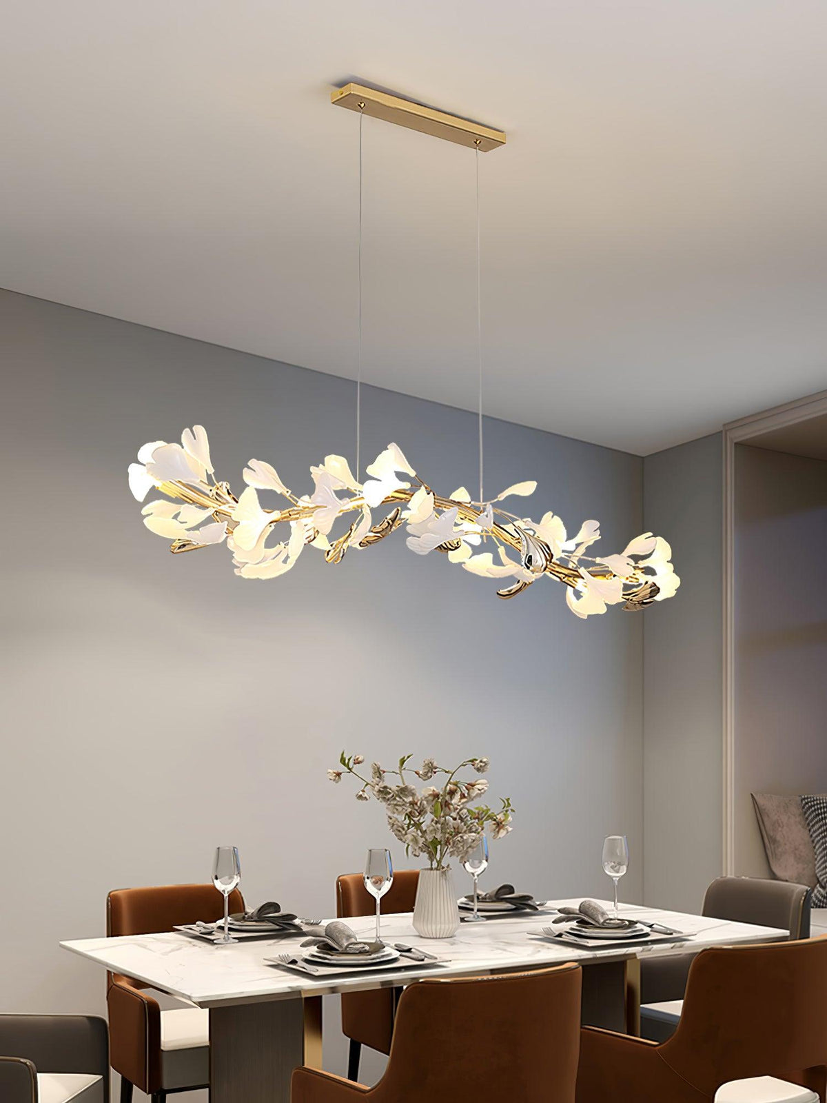 Vixu żyrandol w stylu postmodern luxury z ceramiką i liśćmi ginkgo