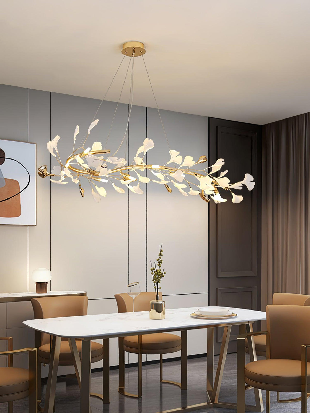 Vixu żyrandol w stylu postmodern luxury z ceramiką i liśćmi ginkgo