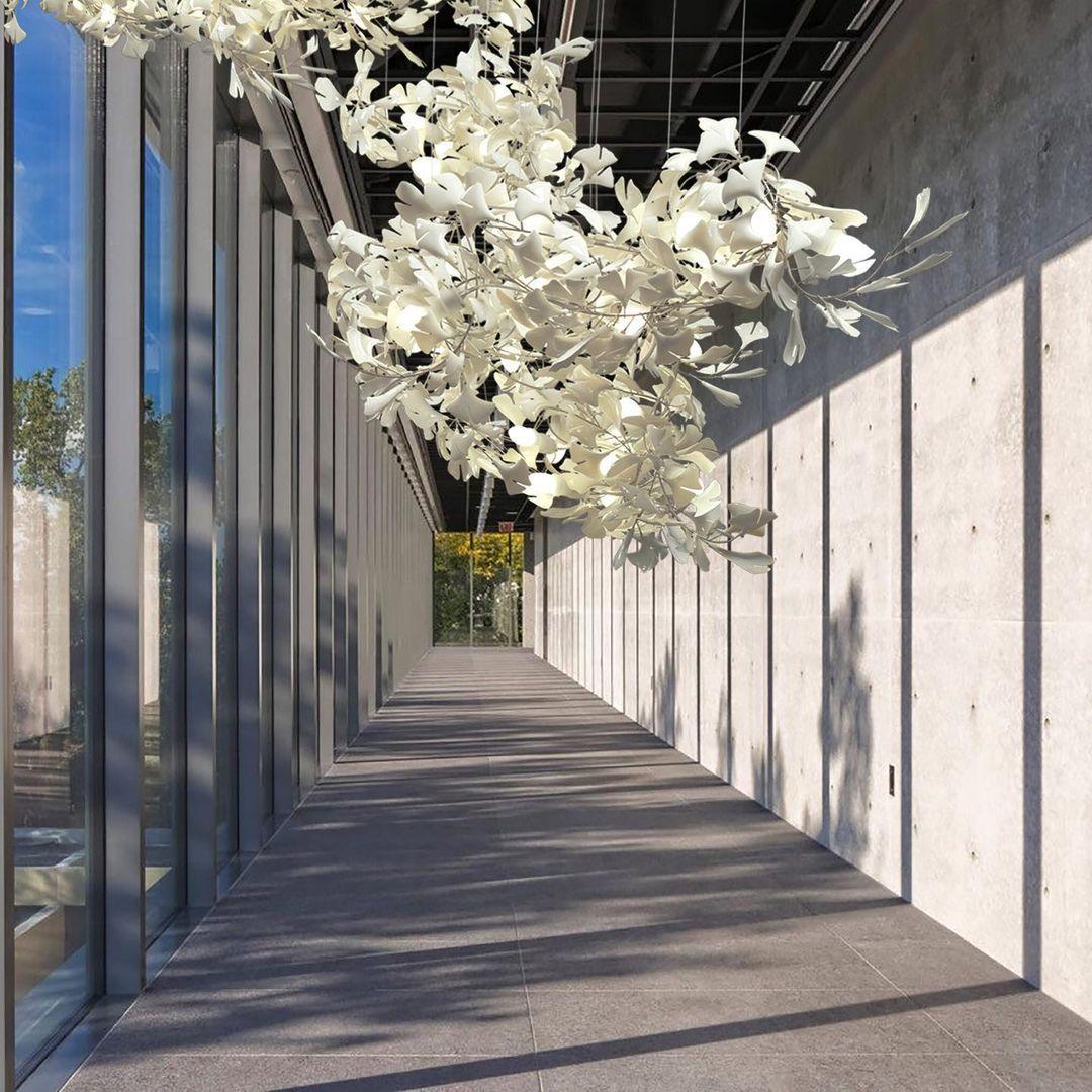 Ririxel żyrandol Gingko ceramiczne płatki złoto