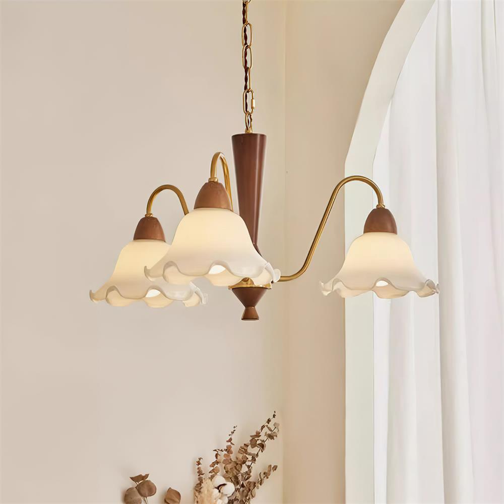 Soreella żyrandol ze szkła i drewna