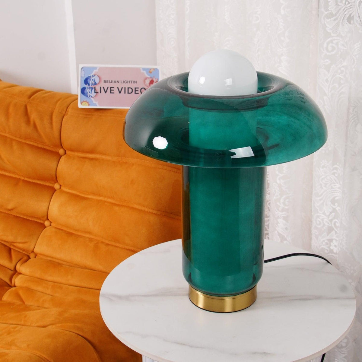 Navlen zielona lampa stołowa ze szkła