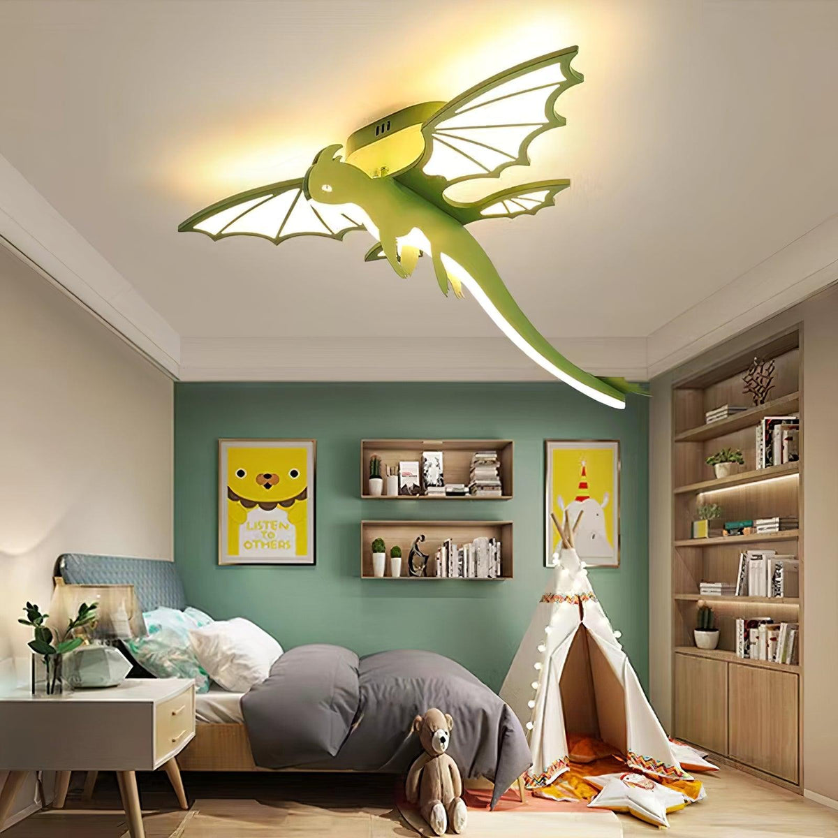 Miriora lampa sufitowa zielony Dinosaur LED