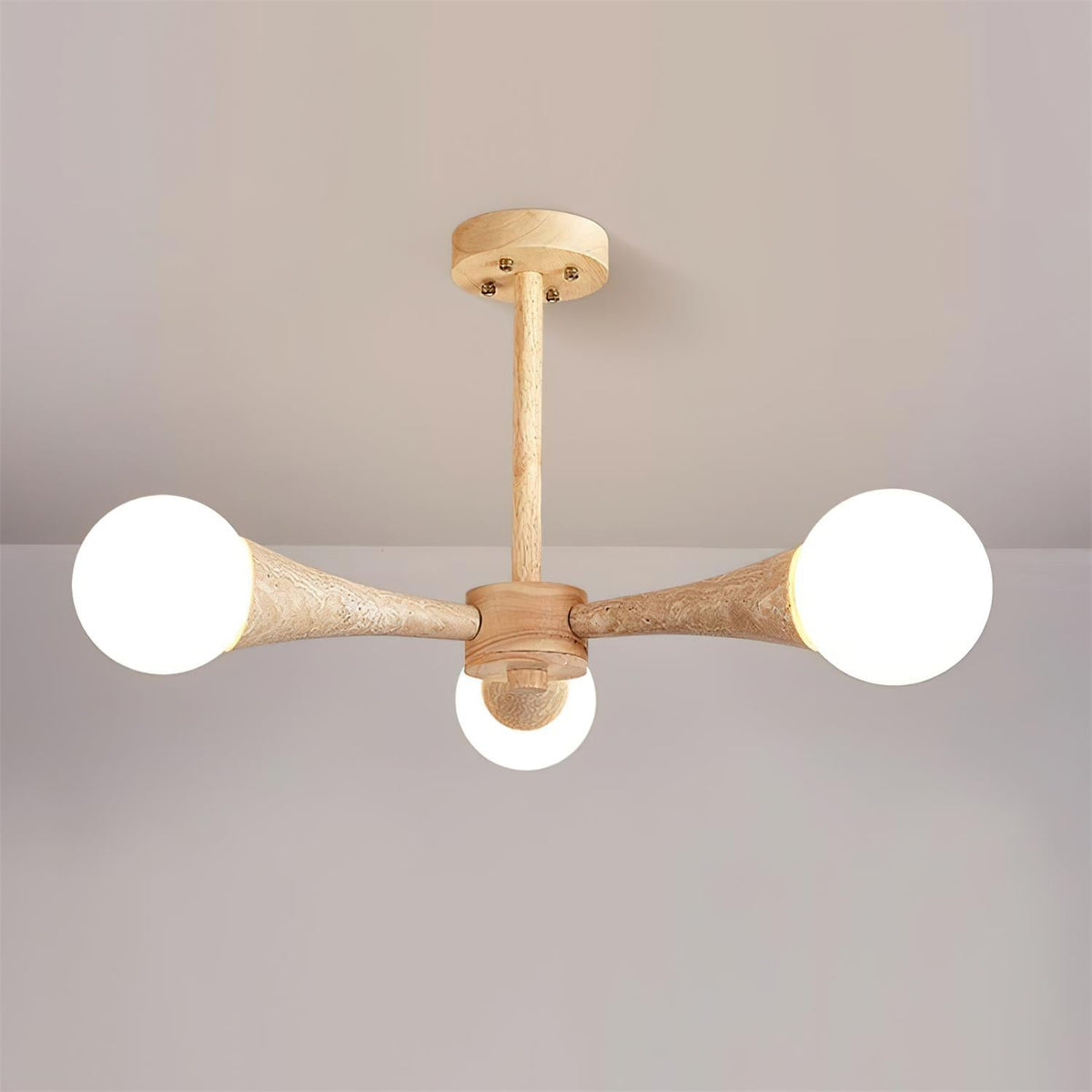 Lampa sufitowa montowana bezpośrednio Tavenina Drewno Travertyn