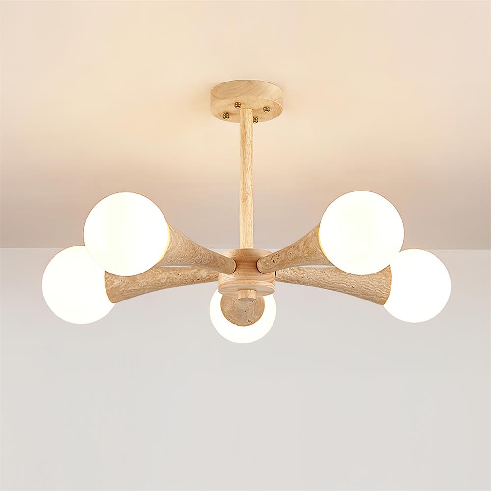 Lampa sufitowa montowana bezpośrednio Tavenina Drewno Travertyn