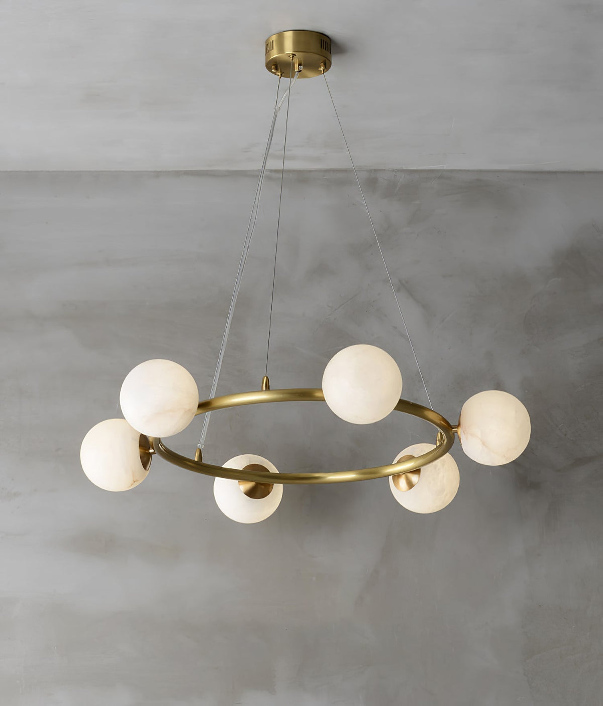 Helix żyrandol Alabaster kula Halo ramka z miedzi