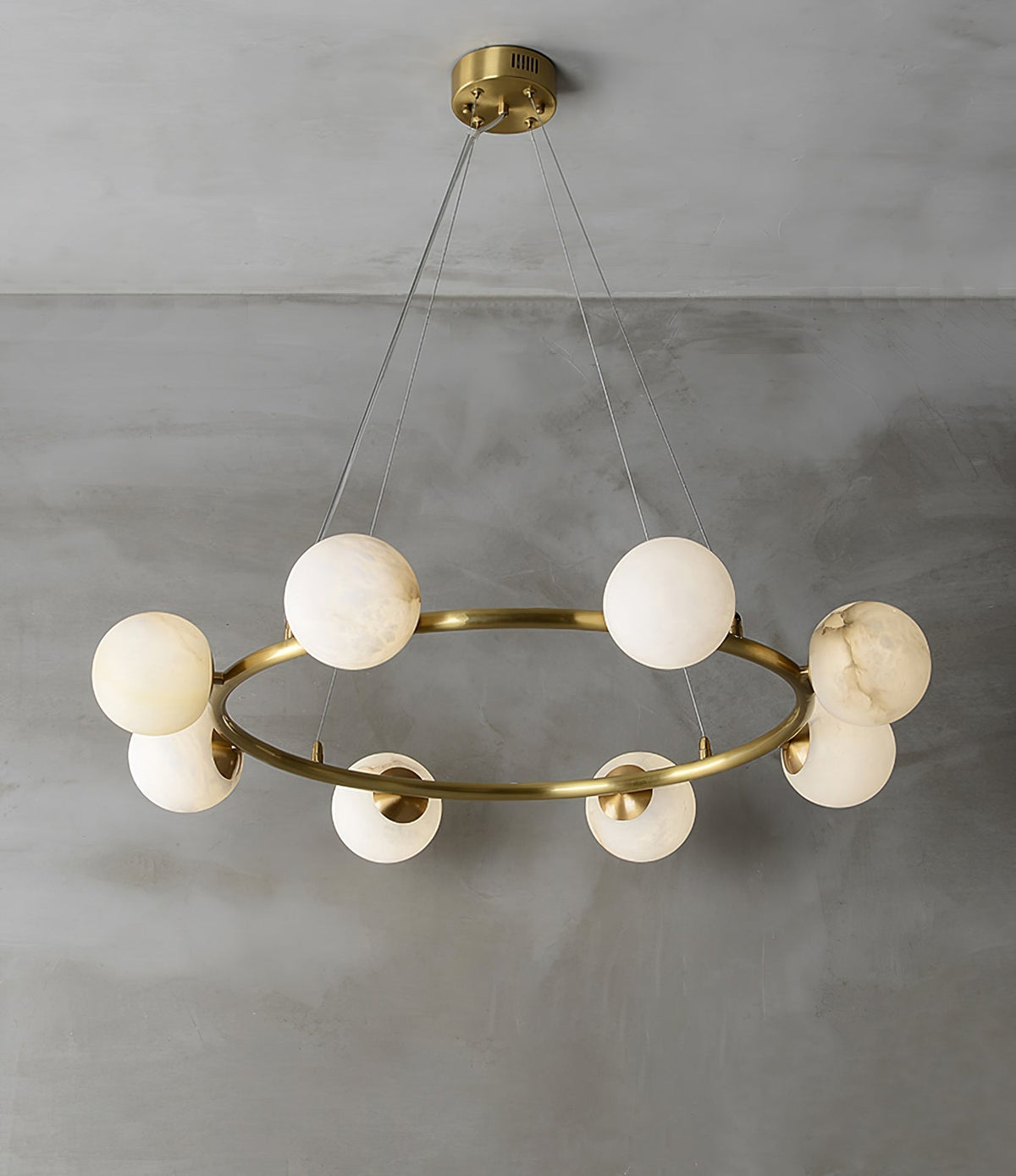 Helix żyrandol Alabaster kula Halo ramka z miedzi